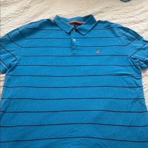 Nautica Blue Striped Polo Shirt